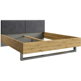 Home Affaire Polsterbett HOME AFFAIRE "Bett Loreto, Maße: B/T/H 185,5/211/98 cm", grau (dunkelgrau, natur, grau ontario 19, grauer graphit), B:185,8cm H:98cm L:211,4cm, Betten, Polsterbett, Bett 180x200 cm mit gepolstertem Kopfteil