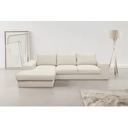 Ecksofa WERK2 "Rozzana Design Ecksofa mit hohem Komfort, zeitlos & elegant, L-Form", beige (natur), B:280cm H:86cm T:190cm, 100% Polyester, Sofas, in kuschelweichen Trendstoffen Cord, Breitcord und Plüsch