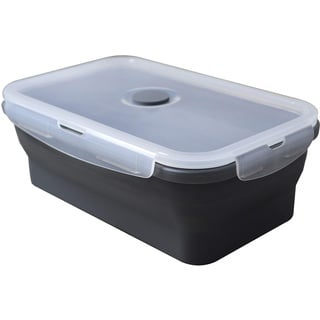 Fackelmann Universal-Lunch-Box aus Silikon zur Aufbewahrung, Kochen, Lunchbox, 1200 ml, platzsparend, 21 x 5 x 13,8 x 7,5 cm (Grau)