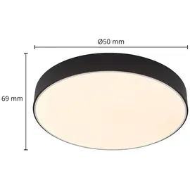 LINDBY LED-Deckenleuchte Simera, Ø 50cm, schwarz, dimmbar