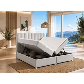 Best For Home Boxspringbett Trinity K-10 mit Bettkasten & Topper, Bonellfederkern H3, 200x200 cm, Silber – Modernes Komfortbett - Silber