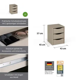 Rauch Schubladeneinsatz 43 x 57 x 45 cm 3-tlg. beige/blau/orange