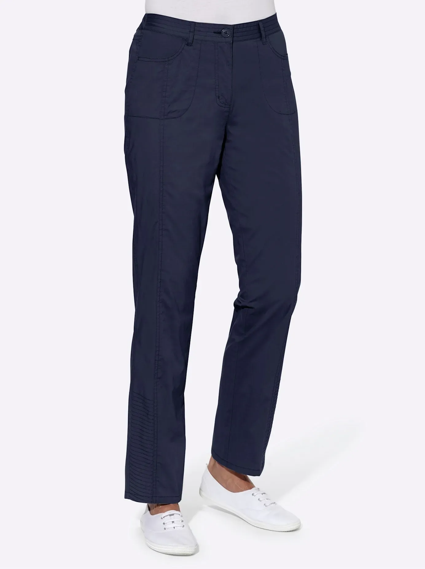 Stretch-Hose CASUAL LOOKS, Damen, Gr. 36, Normalgrößen, blau (nachtblau), 98% Baumwolle, 2% Elasthan, unifarben, lang, Hosen