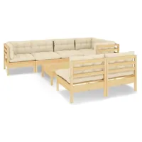 vidaXL Garten-Lounge-Set 8-tlg. creme Massivholz Kiefer
