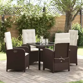 vidaXL Garten Essgruppe 5 pcs Braun Poly-Rattan