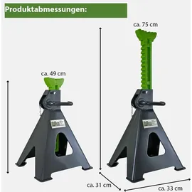 Trutzholm Unterstellbock 4 Stück, 12 Tonnen Traglast pro Stütze Höhe von 490 - 750 mm
