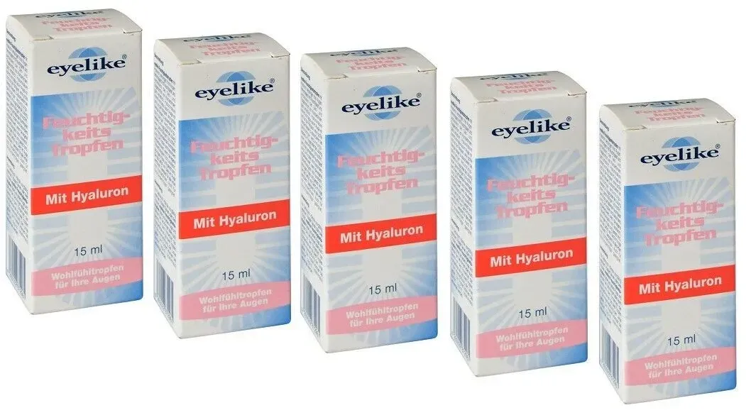 5x Eyelike Feuchtigkeitstropfen mit Hyaluron 15ml