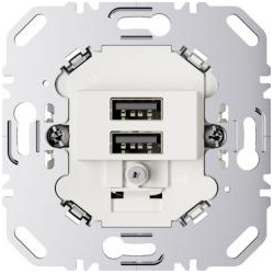 Berker USB Ladesteckdose 230 V, 2fach, 3.0A, eckiger Tragring, polarweiß matt