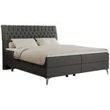 mks möbel MKS Boxbett, Dunkelgrau, 2-Sitzer, H4, Rechteckig, 120x200 cm, Schlafzimmer, Betten, Boxspringbetten
