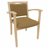 einrichtungsdesign24 Armlehnstuhl 4-Fußstuhl Holzstuhl mit Armlehnen Alexander Seniorenstuhl Esszimmer, Gestell aus Massivholz und stapelbar gelb