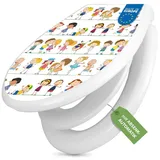 banjado WC-Sitz mit Kindersitz Motiv Kinder (mit Kindersitz, integrierte Scharniere), 44,9 x 37,1 x 5 cm weiß