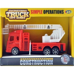 Diakakis Spielzeug-Feuerwehr Feuerwehrauto Drehleiter DL mit Korb rot
