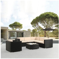 Arebos Gartenlounge-Set Polyrattan Gartenmöbel, Inkl. Sitzkissen, mit Sessel, 6 Personen, (Set) schwarz