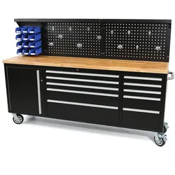 HBM Werkzeugwagen, Holzwerkbank mit Rückwand 215 cm