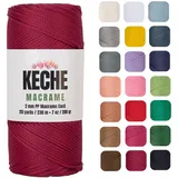 KECHE Makramee-Schnur, Makramee-Zubehör, 2 mm Polyester-Makramee-Seil, Garn für Tischläufer, Wanddekoration, Pflanzenaufhängung, 220 m, Weinrot