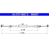 ATE Handbremsseil Hinten Rechts 24.3727-0827.2 für PEUGEOT 406 |