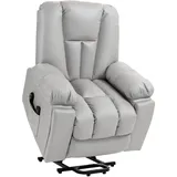 Homcom Fernsehsessel mit Aufstehhilfe Elektrisch, Relaxsessel mit Liegefunktion, Vibrationsmassage, Massagesessel mit Taschenfederkern,