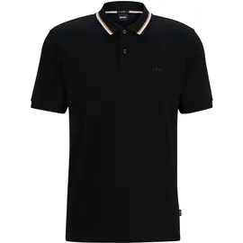 Boss Poloshirt Penrose 38 aus Baumwolle mit gestreiftem Kragen, slim fit schwarz XXL (54)