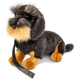 Uni-Toys - Rauhaardackel, sitzend (Mit Leine) - 22 cm (Höhe) - Plüsch-Hund, Dackel, Haustier - Plüschtier, Kuscheltier