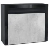 Vladon Kommode, Hellgrau, Schwarz Hochglanz, Holzwerkstoff, 108x92x40 cm, Wohnzimmer,