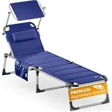 CASARIA Bari Sonnenliege 210 x 60 x 81 cm blau inkl. Sonnendach klappbar