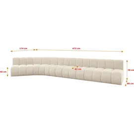 altdecor Ecksofa modulares Sofa Montra-L3 - 472x174x70 cm Beige