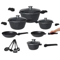 Cheffinger 14-Teiliges XXL-Kochtopf-Set mit Abnehmbaren Griffen + 4 Schöpfkellen