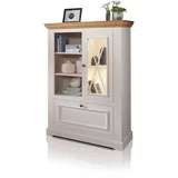 Moebel-Eins BORNHOLM Highboard I, Material Massivholz, Kiefer Weiss/eichefarbig