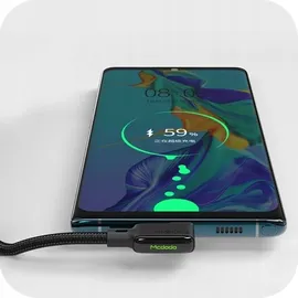 Mcdodo Klebewinkel 90 Feder Led Usb Typ-C Telefonkabel 1.8m Schwarz Ca-7310 - Schwarz