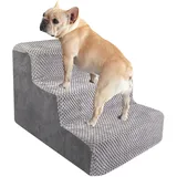 Legpador Hundetreppe für Kleine Hunde, Katzentreppe Hunderampe, Katzen Treppe, Haustiertreppe, Tiertreppe für Bett und Sofa, Hundetreppen 3 Stufen, für verletzte&ältere Hunde, Katzen, Grau