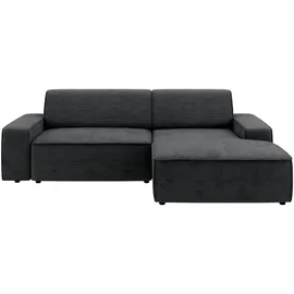 TRENDMANUFAKTUR Ecksofa TRENDMANUFAKTUR "Graz, wahlweise mit Sitzvorschub und Bettkasten, L-Form, Breite 246 cm", grau (dunkelgrau), B:246cm H:73cm T:162cm, 92% Polyester, 8% Polyamid, Sofas, Ecksofa, in Cord-, haustierfreundlichem LEO Struktur- oder LUMOS-3D-Bezug