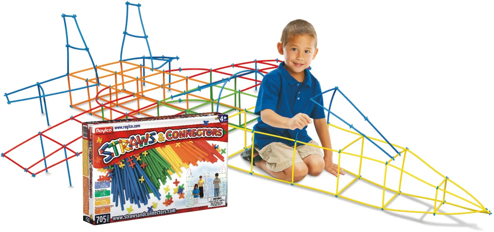 Konstruktionsspielzeug Röhren-Stecksystem 705 Teile bunt Kunststoff für Kinder 4-10 Jahre - Roylco Straws & Connectors - flexibel