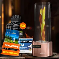 GLANZFEUER® Tischkamin - Premium Bio Ethanol Tischkamin - Tischfeuer Outdoor & Tischfeuer Indoor - Hochwertiger Bioethanol Tischkamin Outdoor für besonderes Ambiente - Tisch Feuer Ethanol Kamin