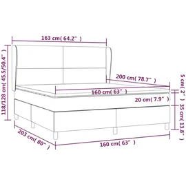 vidaXL Boxspringbett mit Matratze Hellgrau 160x200 cm Stoff1372847