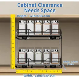 ZDDLOINP Gewürzregal Ausziehbar 2 Etagen 0 x 0 x 0 cm Schwarz