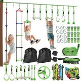 aiyaplay Ninja Warrior Hindernisparcours für Kinder Ninja Slackline Kit Grün