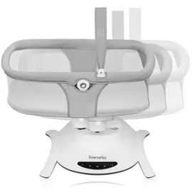 lionelo - Babywippe mit Melodie 2-in-1 BELLA Grey Concrete + Fernbedienung - Weiß/Grau