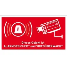SafetyMarking Hinweisschild Objekt alarmgesichert und videoüberwacht 8,5 x 4,5 cm