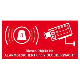 SafetyMarking Hinweisschild Objekt alarmgesichert und videoüberwacht 8,5 x 4,5 cm