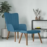 vidaXL Relaxsessel mit Hocker Blau Samt