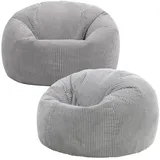 I.C.O.N. icon Sitzsack Grau, Textil, 2-Sitzer, Rund, 85x50x85 cm, Hergestellt in Deutschland, Oeko-Tex® Standard 100, Reach, Wohnzimmer, Hocker, Sitzsäcke, XXL Sitzsäcke