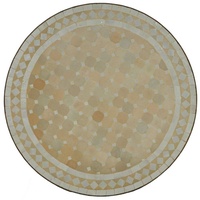 Casa Moro Gartentisch Mediterraner Gartentisch marokkanischer Mosaiktisch Ø 90cm groß rund (mit Gestell H 73 cm, Kunsthandwerk aus Marrakesch), Handmade, Dekorativer Balkontisch Bistrotisch Beistelltisch MT2106 weiß