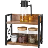 Kssvzz Gewürzregal Stehend mit 2 Ebenen, Küchenregal Arbeitsplatte, Kleines Regal Holz für Küche, Wohnzimmer, Esszimmer, Büro, Badezimmer