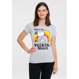 LOGOSHIRT Peanuts - Snoopy & Woodstock - Weekend grau L