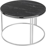 [en.casa] Couchtisch Aulum 50 x 70 cm Marmor, schwarz / Silber