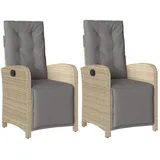 vidaXL Gartensessel 58,4 x 32,2 x 58,4 cm beige 2 St.
