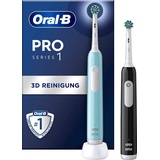 Oral B Oral-B PRO Series 1 CrossAction Duo black/caribbean blue + 2. Handstück + 2 Aufsteckbürsten