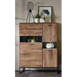 Wohn-Concept Manhattan Vitrine Holzwerkstoff/Metall Haveleiche Cognac/Graphit - Graphit
