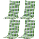 BURI Hochlehnerauflage Hochlehner Gartenstuhlauflagen Sitzkissen Sitzauflage Stuhlauflage, (4 St) grau|grün