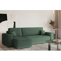 Kaiser Möbel Ecksofa mit schlaffunktion und bettkasten, Ecksofa L-Form, Eckcouch L-Form BEST stoff NEVE Links Grün - Grün